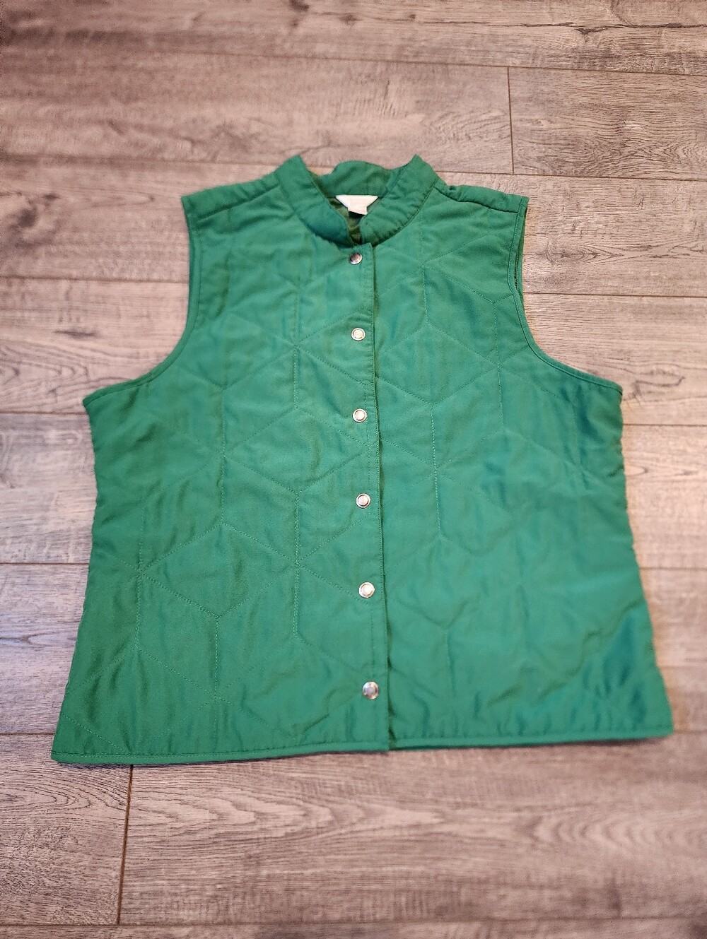 Christopher & Banks Womens Vest Green Size XL Quilted Design Snap Lightweight